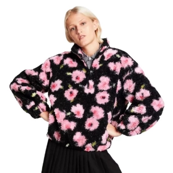 Sandy Liang x Target flower pullover quarter zip Sherpa NWT, size M - Picture 5 of 5